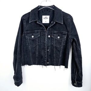 Hollister Charcoal Cropped Denim Jacket